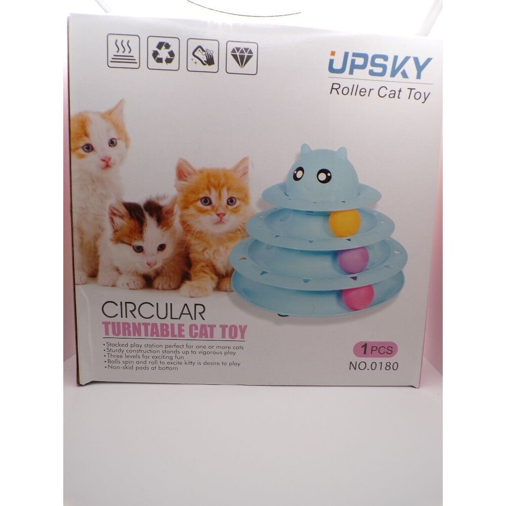 UPSKY Turntable Cat Toy Roller Circular 3-Level Interactive Ball Toy NO.0180